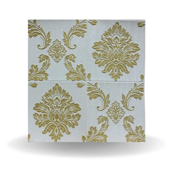 AD Self-adhesive white & gold damask pattern foaming sheet (70x70cm.)