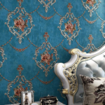 Self Adhesive Wall Sticker Vintage Blue Floral (45 x 500cm.)