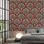 Self Adhesive Wall Sticker Red Damask (45 x 1000cm.)