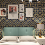 Self Adhesive Wall Sticker Navy Blue Damask (45 x 500cm.)