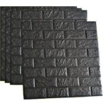 AD Black Self Adhesive 3D Bricks Pattern Foam Sheet (70x77 cm)