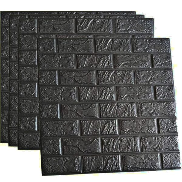 AD Black Self Adhesive 3D Bricks Pattern Foam Sheet (70*77 cm)