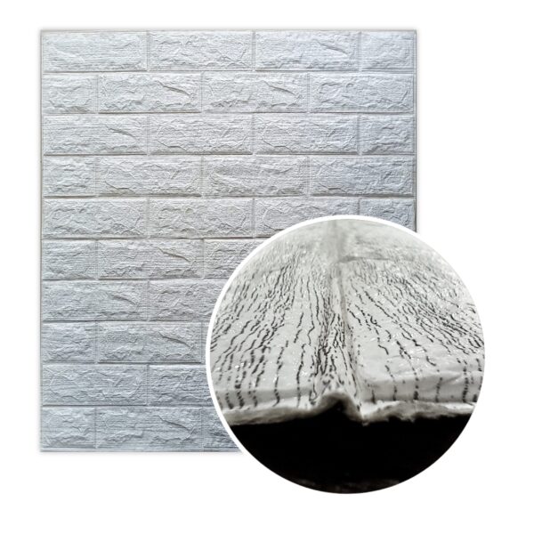 AD Pearl White Self Adhesive 3D Bricks Pattern Form Sheet (70x77 cm )