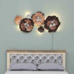 AD Metal Iron Sun Moon Tree Decor Decorative Wall Art/Sculpture for Home Living Room/Bedroom/Office (Pack of 1) (Cam Flower - 24X2X52 Inches)