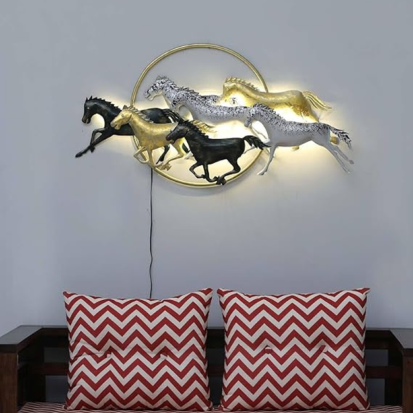 AD Running 7 Horse on Ring Decor Wall Art (45 x 3 x 23 inch)