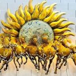 AD Running Sun Horses Led Light Metal Wall Art(55 x 3 x 34 inch)