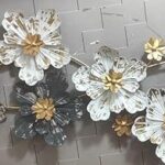 AD Silver and White Flower Metal Wall Art(55 x 2 x 22 inch)