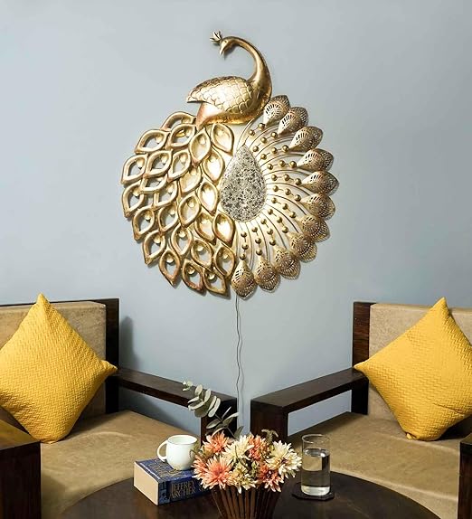 AD Amelia Golden Peacock Wall Art(42 x 2 x 35 inch)