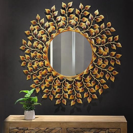 AD Amara Leaf Mirror Wall Art(30 x 2 x 30 inch)