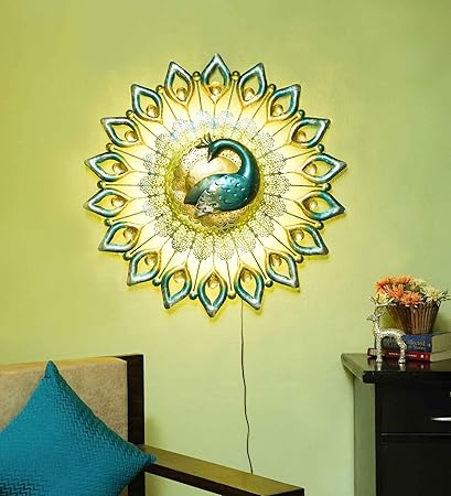 AD Sunlight Peacock Decor Wall Art(34 x 2 x 34 inch)