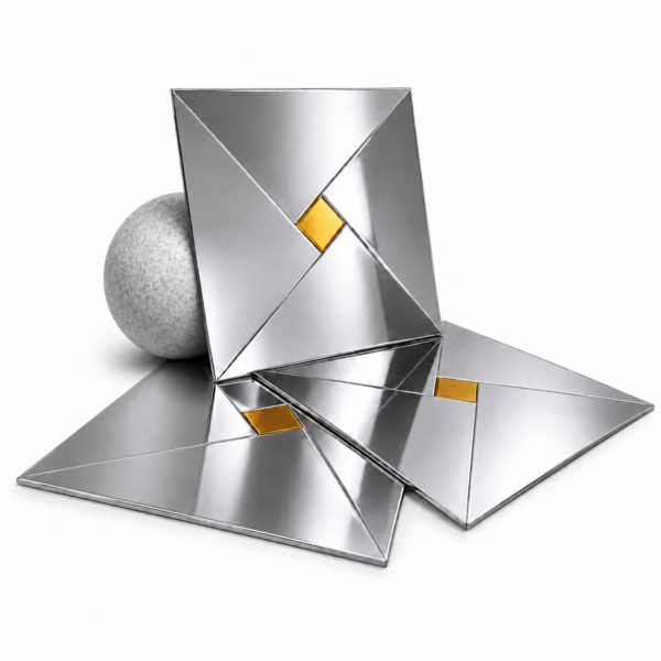 Acrylic Mosaic Silver with gold Mirror Tile Self-Adhesive Size (12×12 Inch)