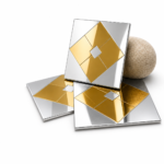 Acrylic Mosaic Silver with gold Mirror Tile Self-Adhesive Size (12×12 Inch)