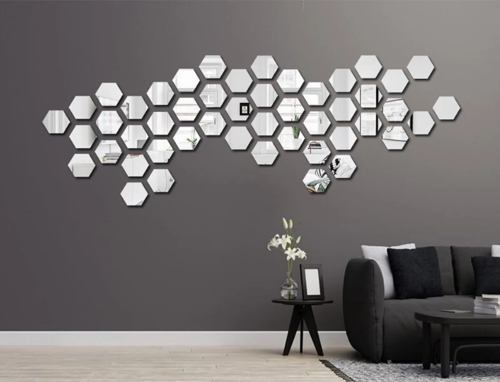 Acrylic Mosaic Silver Tile Self-Adhesive Size (12 X 10.4 cm)