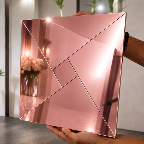 Acrylic Mosaic Rosegold Tile Self-Adhesive Size (12×12 Inch)