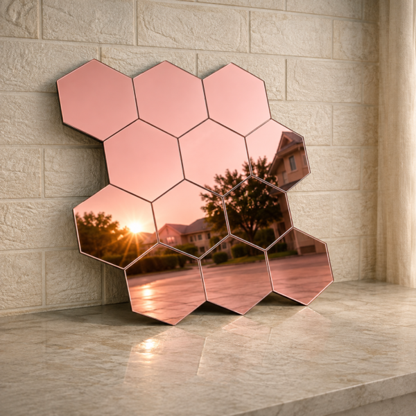 Acrylic Mosaic Rose Gold Tile Self-Adhesive Size (12×12 Inch)