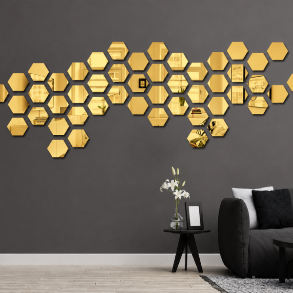 Acrylic Mosaic Gold Tile Self-Adhesive Size (12 X 10.4 cm)