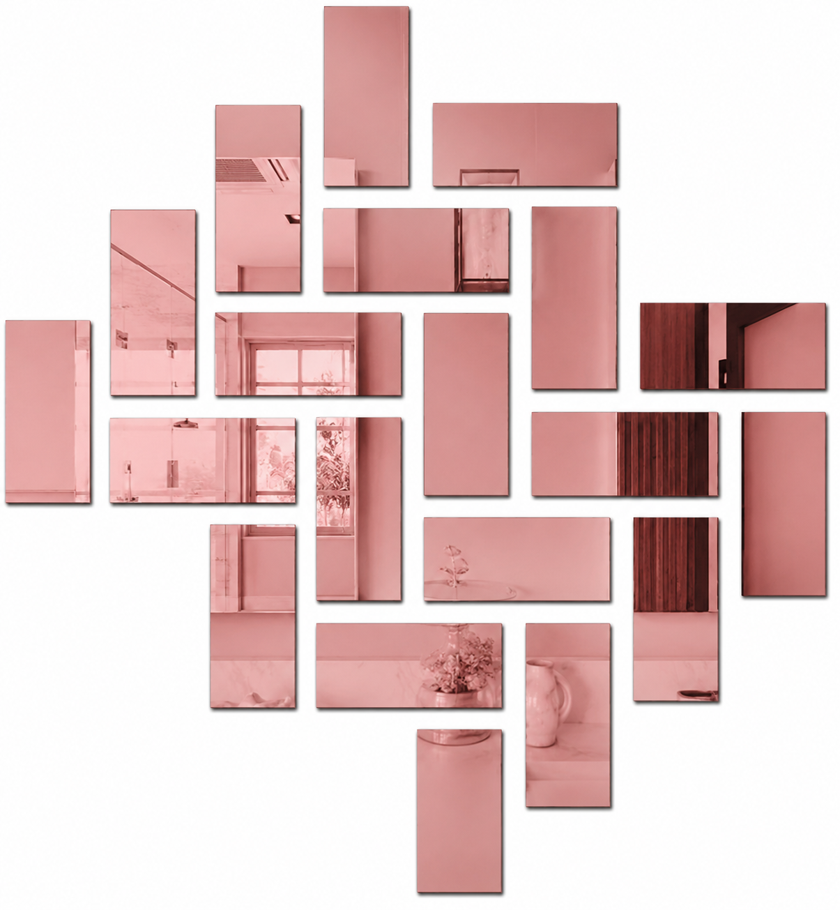 Acrylic Mosaic RoseGold Tile Self-Adhesive Size (6X 2.5 Inch)
