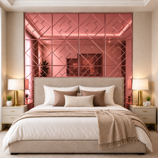 Acrylic Mosaic Rosegold Tile Self-Adhesive Size (12×12 Inch)