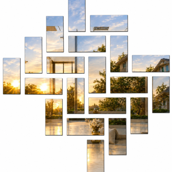 Acrylic Mosaic Silver Tile Self-Adhesive Size ( 6X 2.5 Inch)