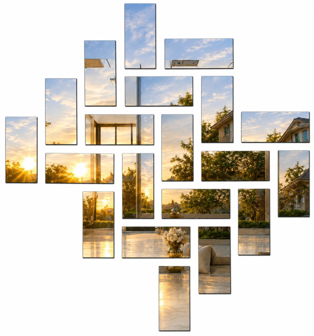 Acrylic Mosaic Silver Tile Self-Adhesive Size ( 6X 2.5 Inch)